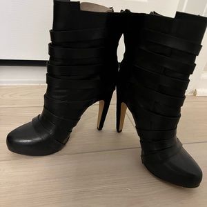 Sam Edelman Black Suede/Leather Size 8 Booties